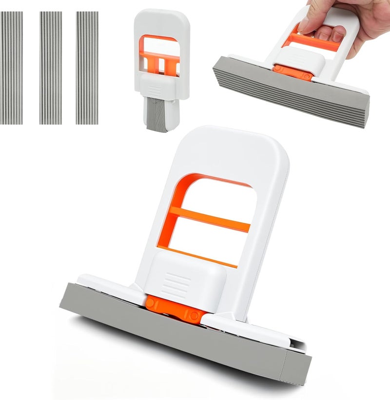 NBBCH Self Squeezing Mini Mop, Orange Small Sponge Mop, Wet and Dry Use Cleaning System, Foldable Desktop Mop, One-Hand Squeeze Handle and Replaceable Head - Image 1